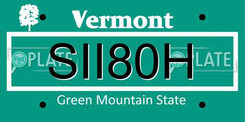 SII80H Vermont License Plate