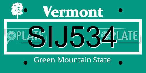 SIJ534 Vermont License Plate