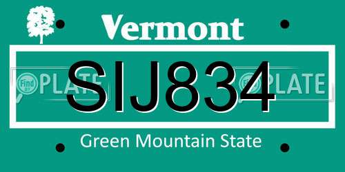 SIJ834 Vermont License Plate