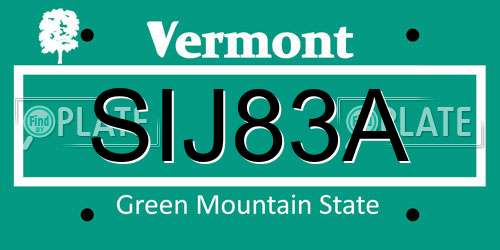 SIJ83A Vermont License Plate