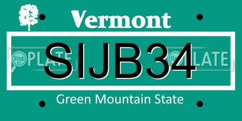 SIJB34 Vermont License Plate