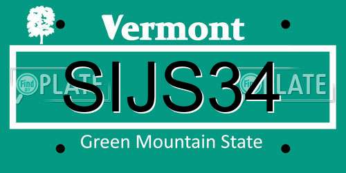 SIJS34 Vermont License Plate