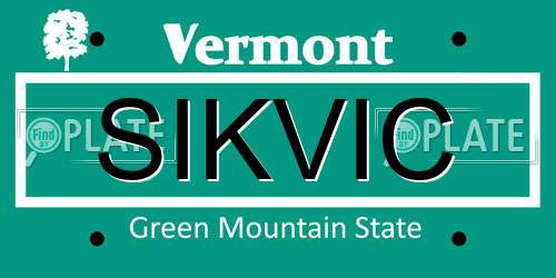 SIKVIC Vermont License Plate