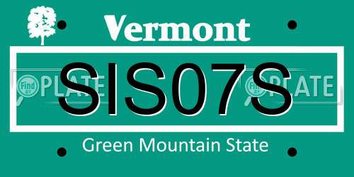 SIS07S Vermont License Plate