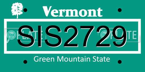 SIS2729 Vermont License Plate