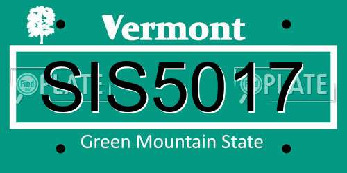 SIS5017 Vermont License Plate