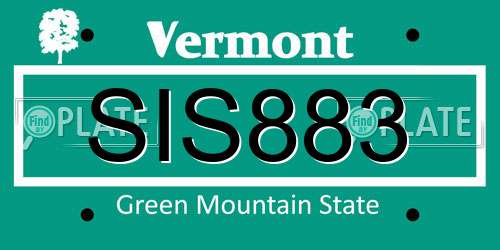 SIS883 Vermont License Plate