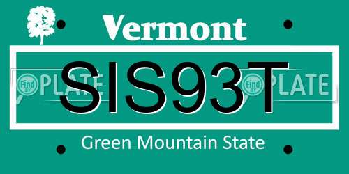 SIS93T Vermont License Plate