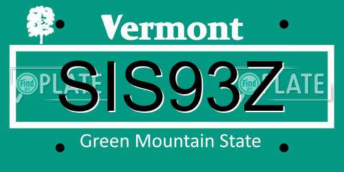 SIS93Z Vermont License Plate