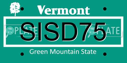 SISD75 Vermont License Plate