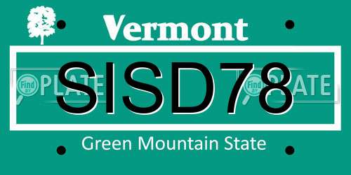 SISD78 Vermont License Plate