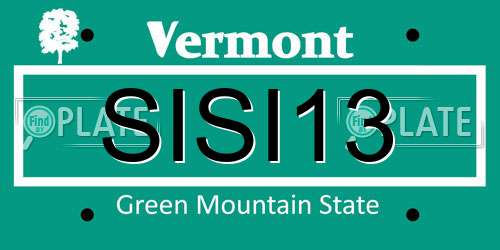 SISI13 Vermont License Plate