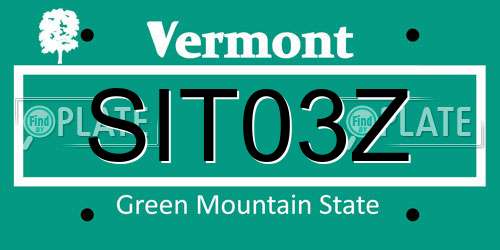 SIT03Z Vermont License Plate