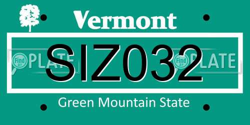 SIZ032 Vermont License Plate