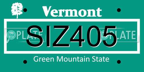 SIZ405 Vermont License Plate