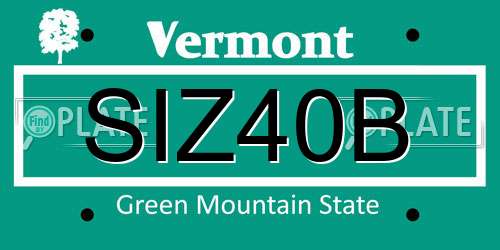 SIZ40B Vermont License Plate