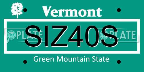 SIZ40S Vermont License Plate