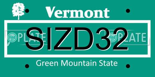 SIZD32 Vermont License Plate