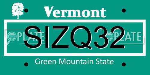 SIZQ32 Vermont License Plate