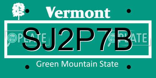SJ2P7B Vermont License Plate
