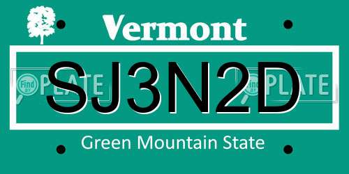 SJ3N2D Vermont License Plate