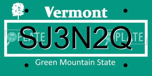 SJ3N2Q Vermont License Plate