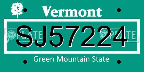 SJ57224 Vermont License Plate