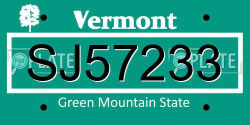 SJ57233 Vermont License Plate