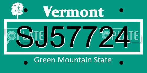 SJ57724 Vermont License Plate