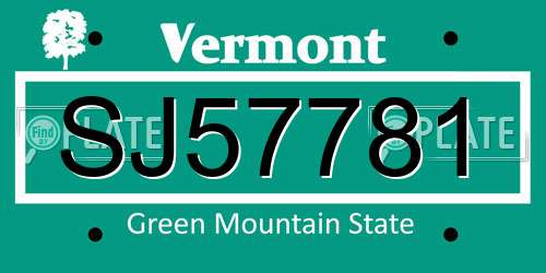 SJ57781 Vermont License Plate