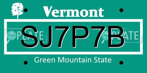 SJ7P7B Vermont License Plate
