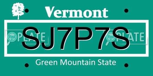 SJ7P7S Vermont License Plate