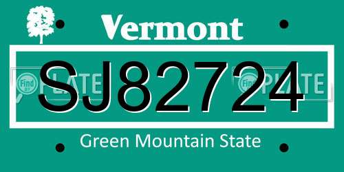 SJ82724 Vermont License Plate