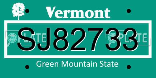 SJ82733 Vermont License Plate