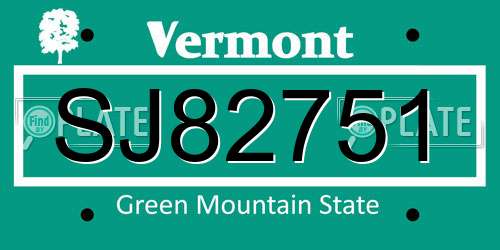 SJ82751 Vermont License Plate