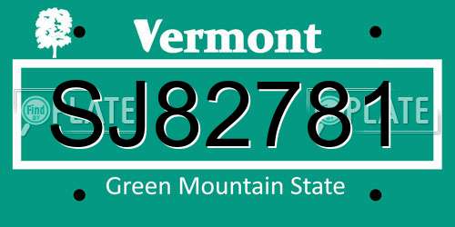 SJ82781 Vermont License Plate
