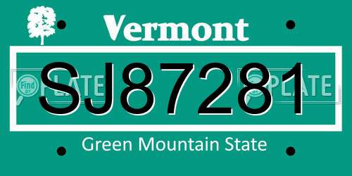 SJ87281 Vermont License Plate