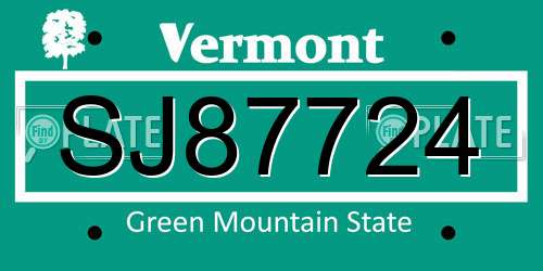 SJ87724 Vermont License Plate