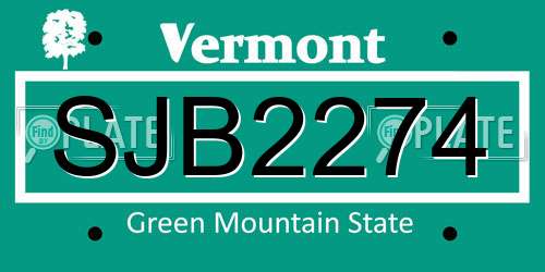 SJB2274 Vermont License Plate
