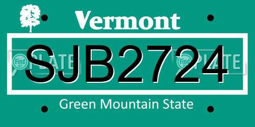 SJB2724 Vermont License Plate
