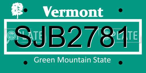 SJB2781 Vermont License Plate