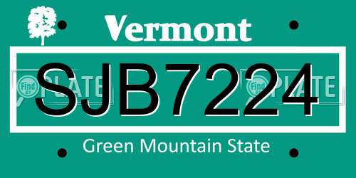 SJB7224 Vermont License Plate
