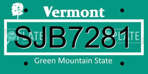 SJB7281 Vermont License Plate