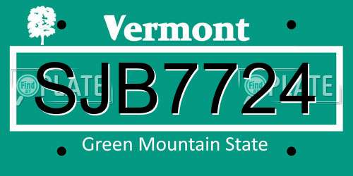 SJB7724 Vermont License Plate