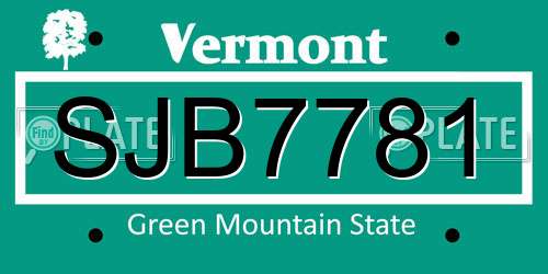 SJB7781 Vermont License Plate
