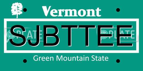 SJBTTEE Vermont License Plate