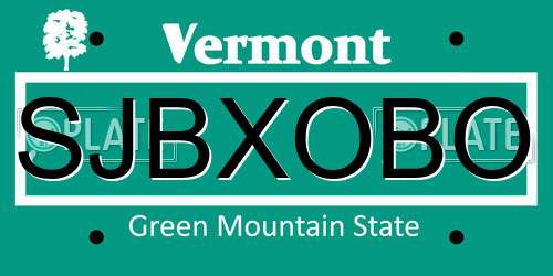 SJBXOBO Vermont License Plate