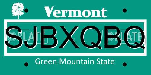 SJBXQBQ Vermont License Plate