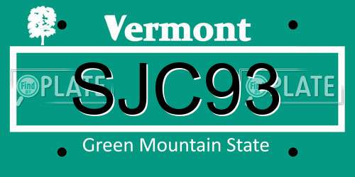 SJC93 Vermont License Plate