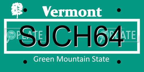 SJCH64 Vermont License Plate